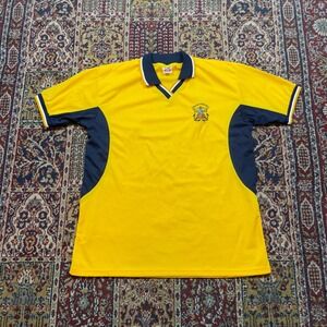 VTG 90s Poimur Yellow Navy Trim Soccer Jersey Men's XL Marina de Guerra del Peru